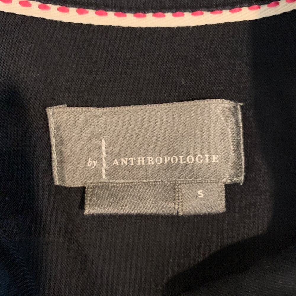 Anthropologie Shirt Women S Small Black Collared Popover Side Buttons Oversized - Picture 7 of 9
